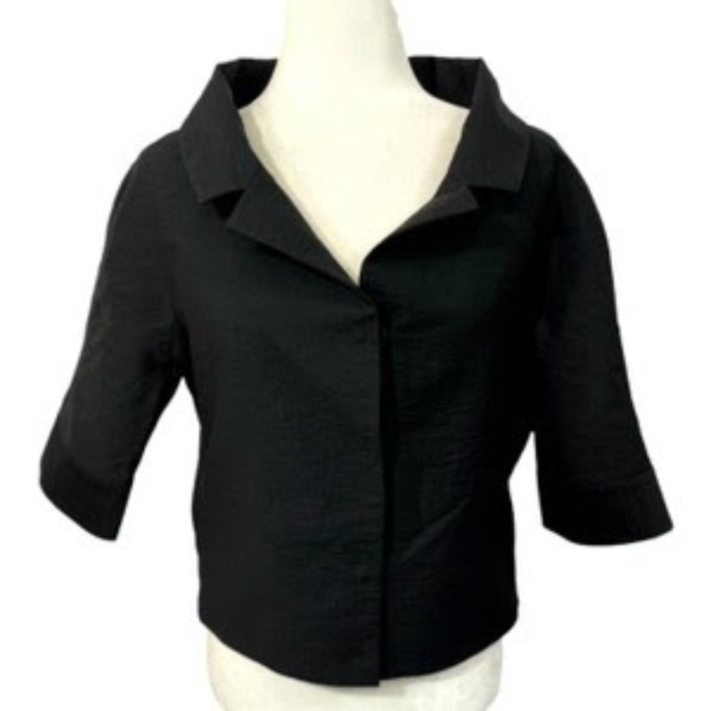 Marni Black Crepe Cropped Jacket  Inverted Pleat Wool Mohair Blend Retro 6